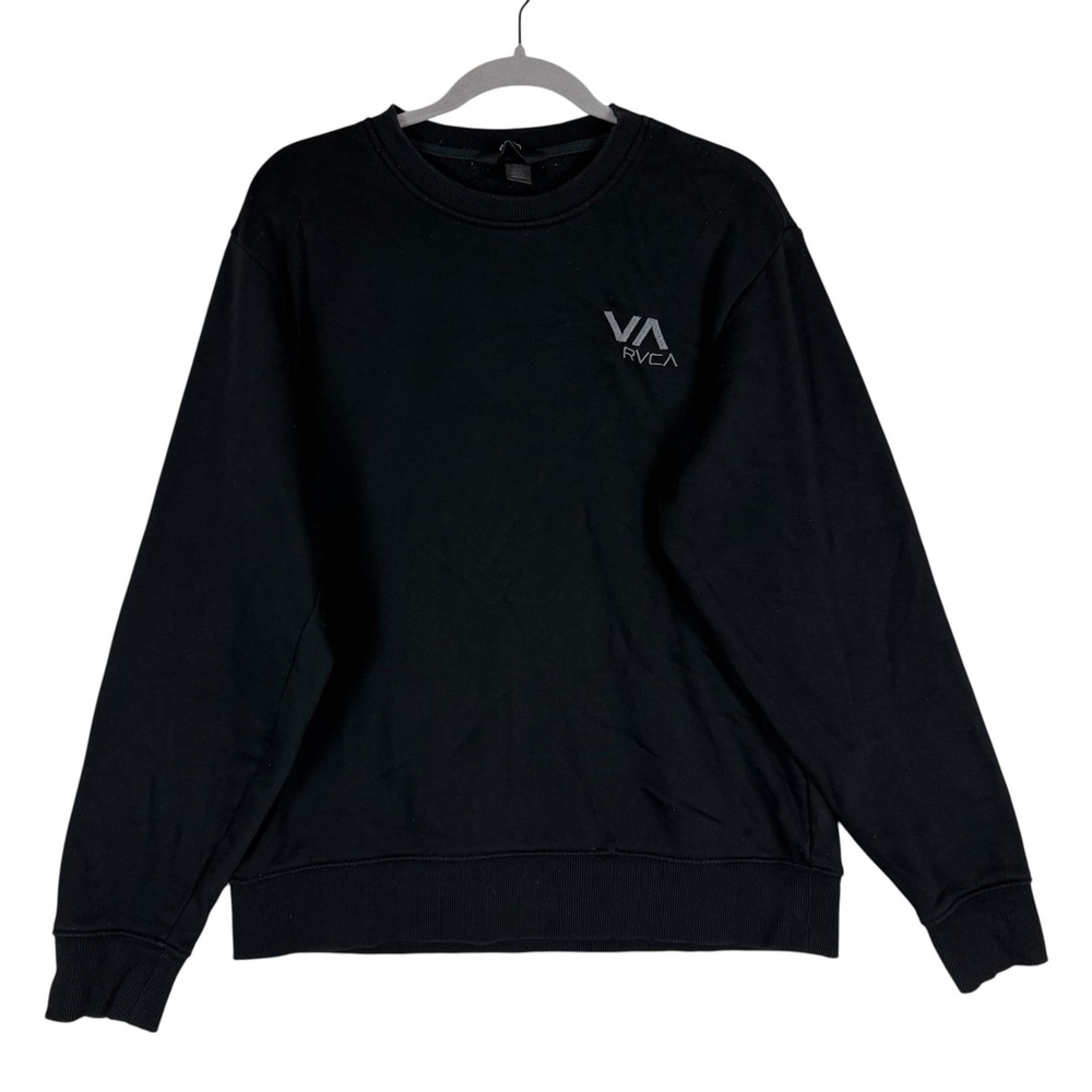 RVCA Sweatshirt Mens Medium Black Fleece Crewneck Pullover Embroidered Logo